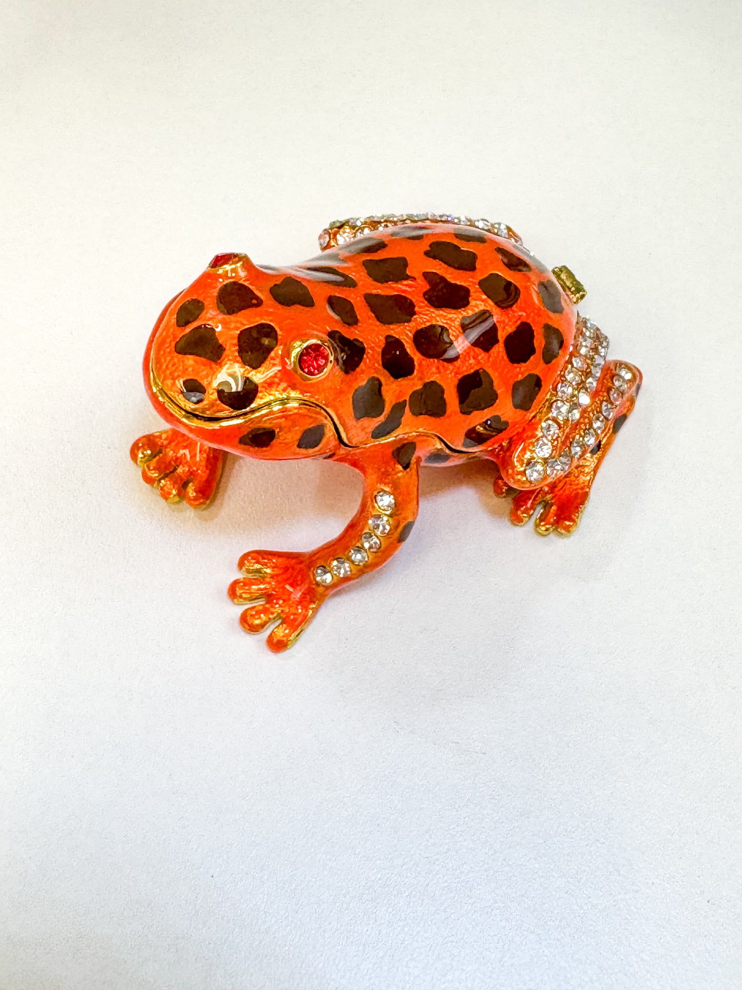 Orange and Black Spotted Frog Trinket Box