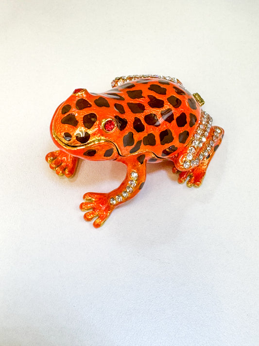 Orange and Black Spotted Frog Trinket Box