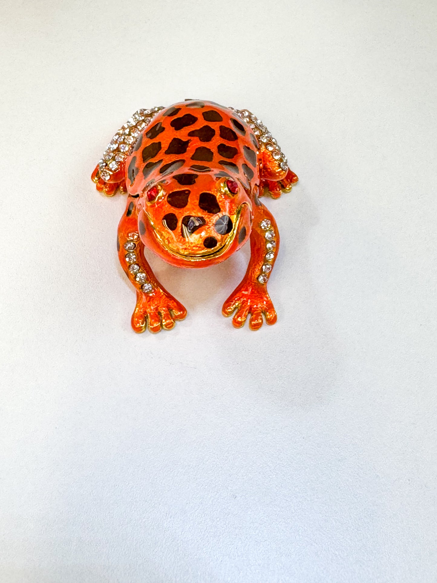 Orange and Black Spotted Frog Trinket Box