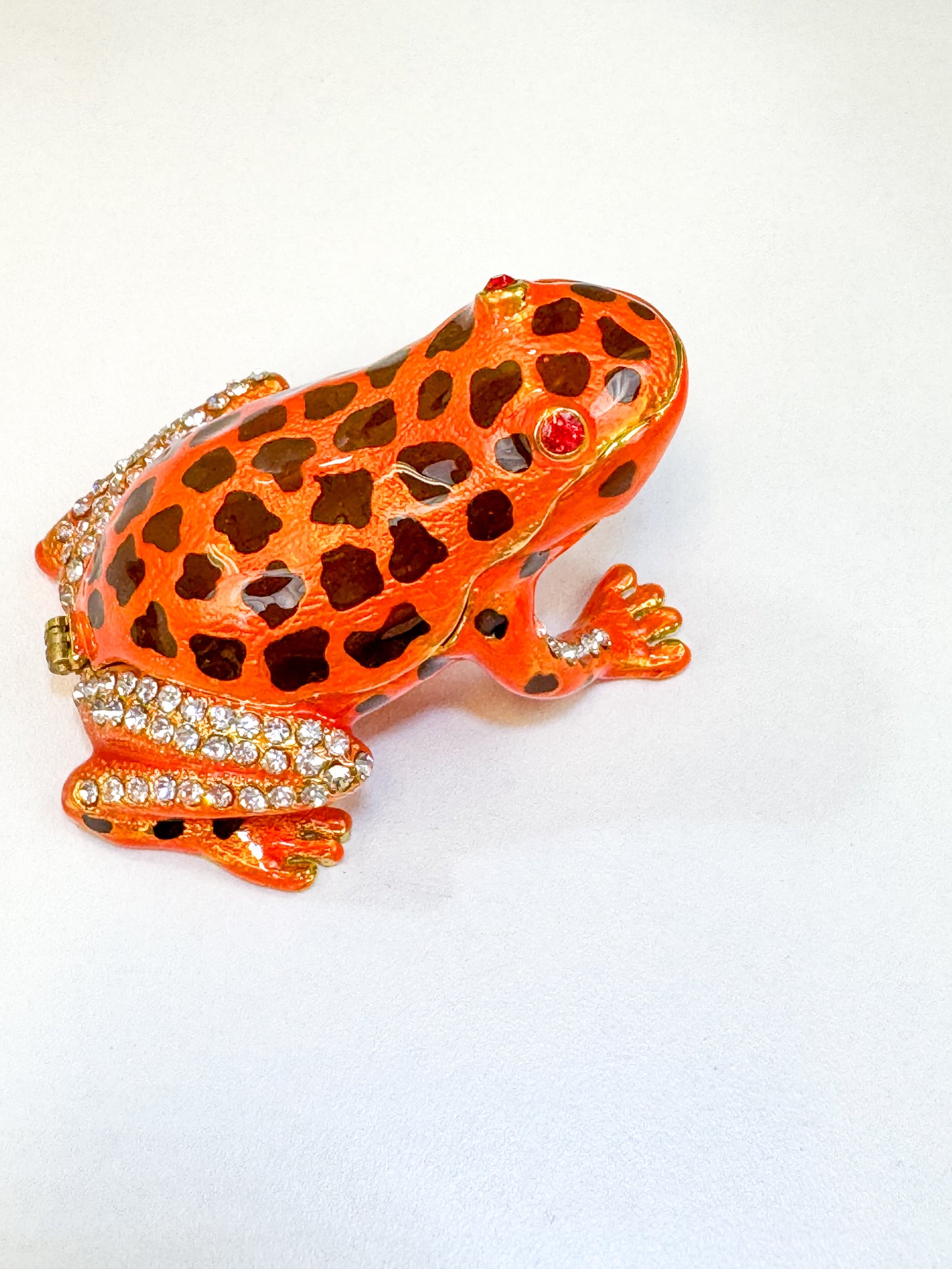 Orange and Black Spotted Frog Trinket Box