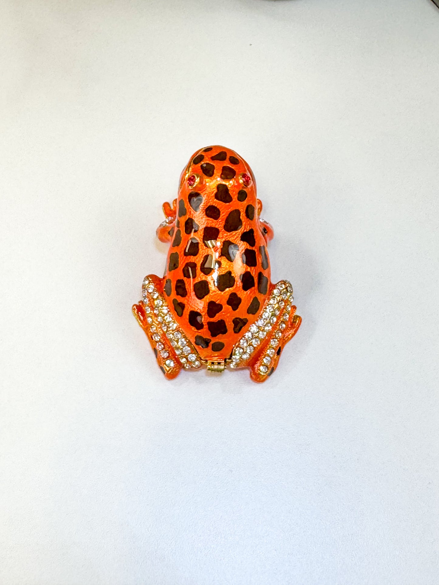 Orange and Black Spotted Frog Trinket Box