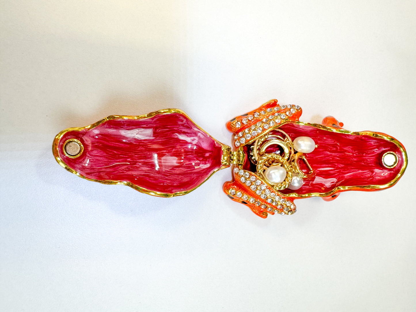 Orange and Black Spotted Frog Trinket Box