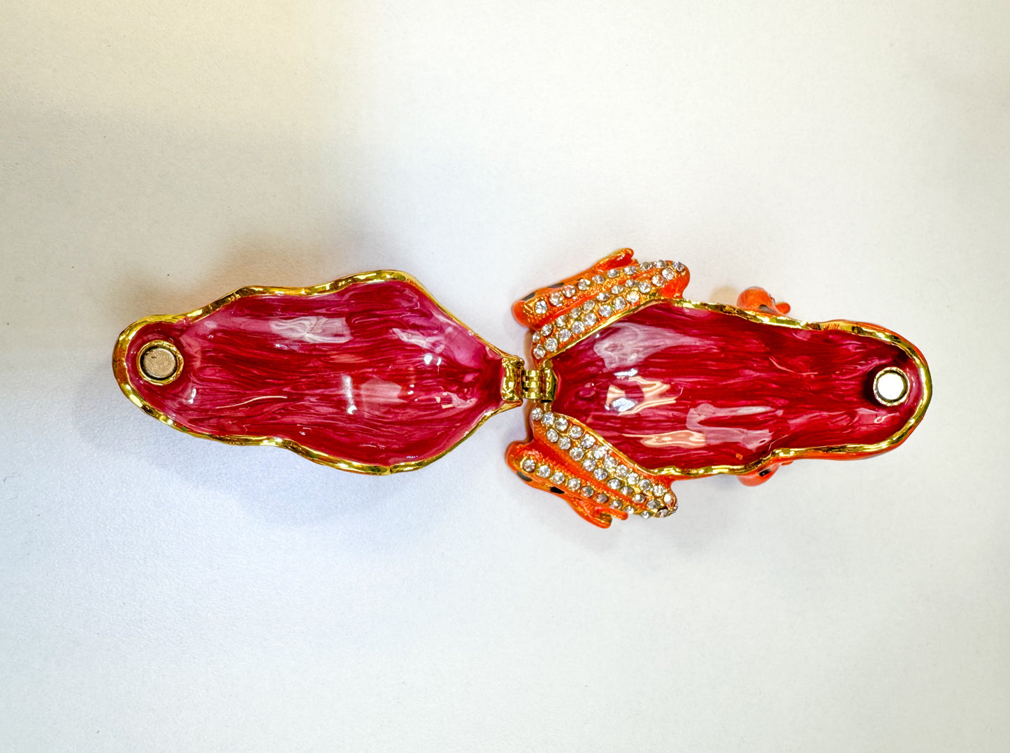 Orange and Black Spotted Frog Trinket Box