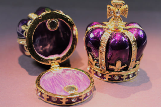 Purple and Gold Crown Trinket Box