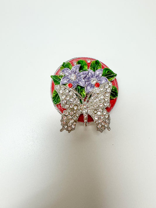 Silver & Red Butterfly Trinket Box