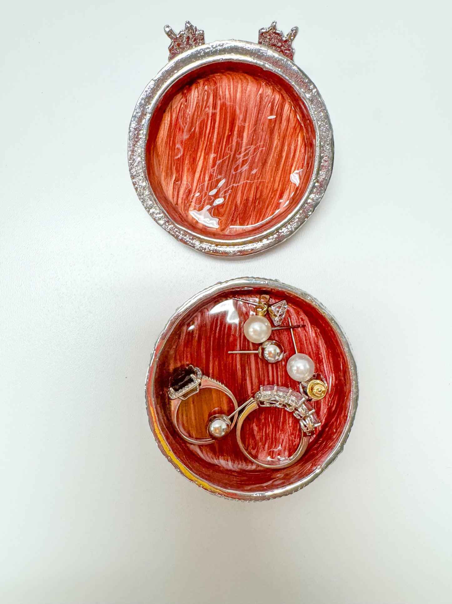 Silver & Red Butterfly Trinket Box