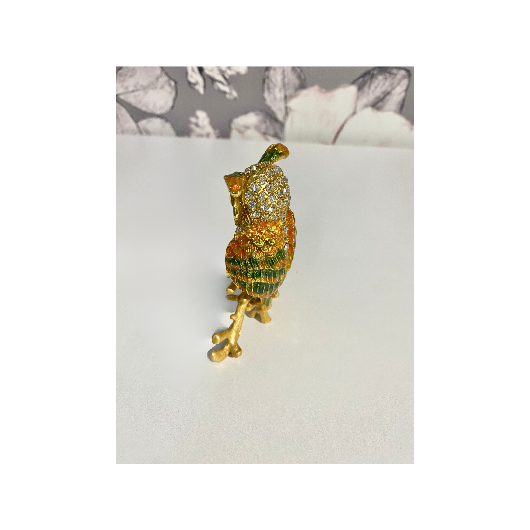 Large Gold Owl with Emerald Eyes