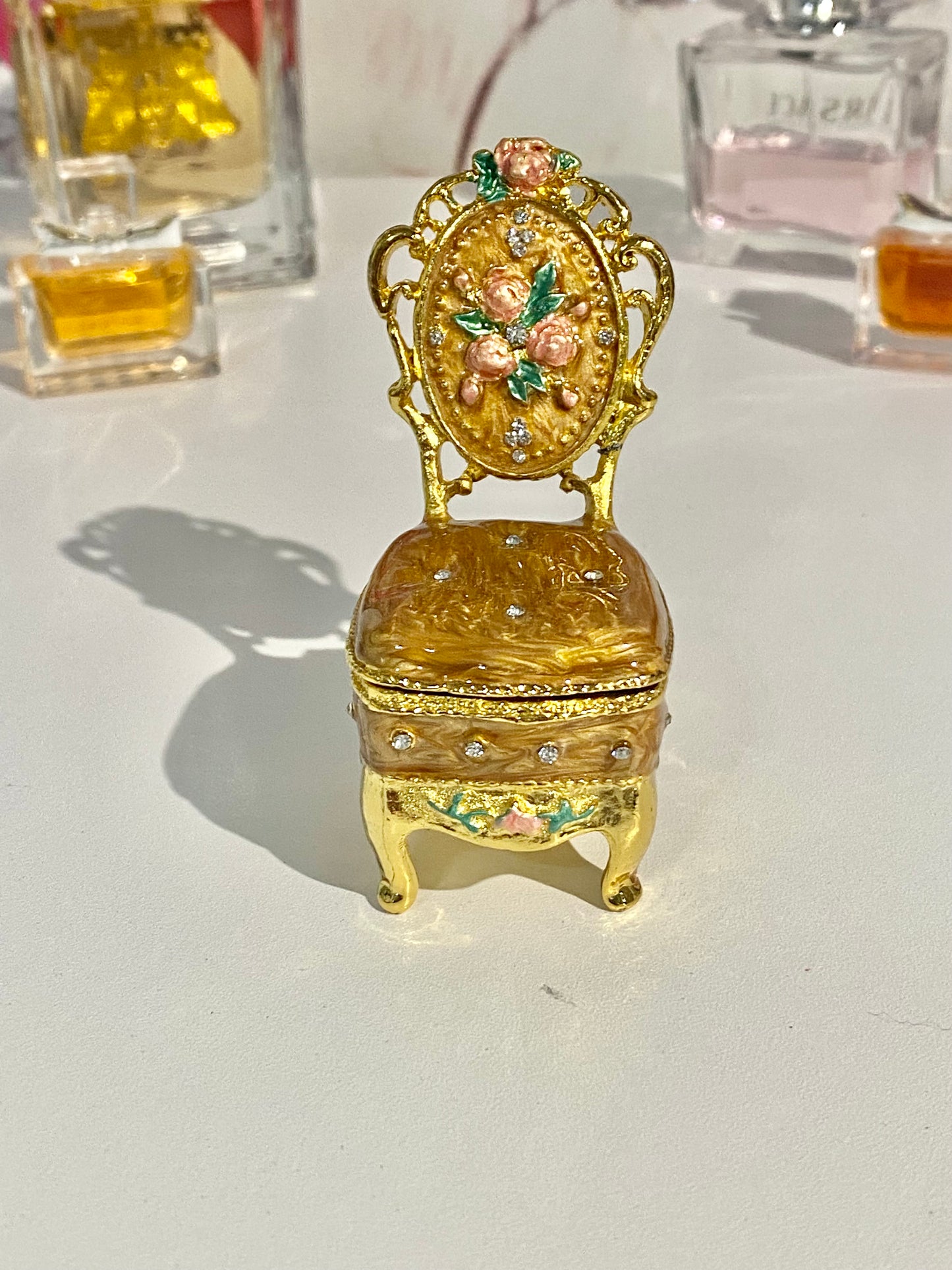 Golden Amber Chair Trinket Box