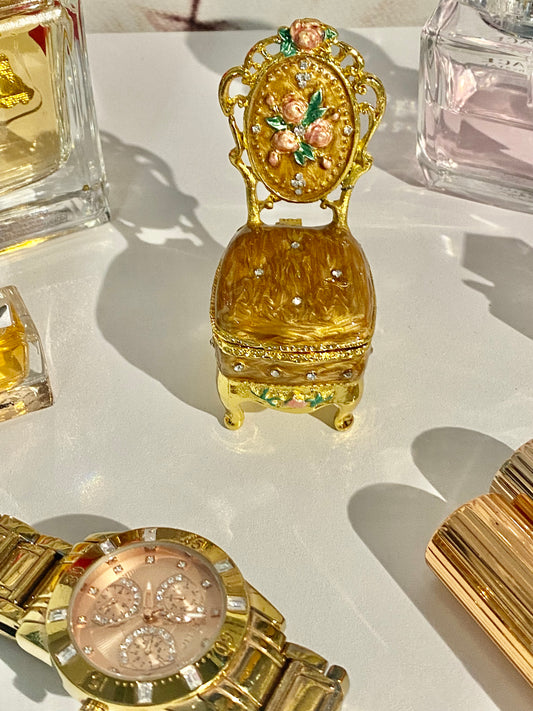 Golden Amber Chair Trinket Box