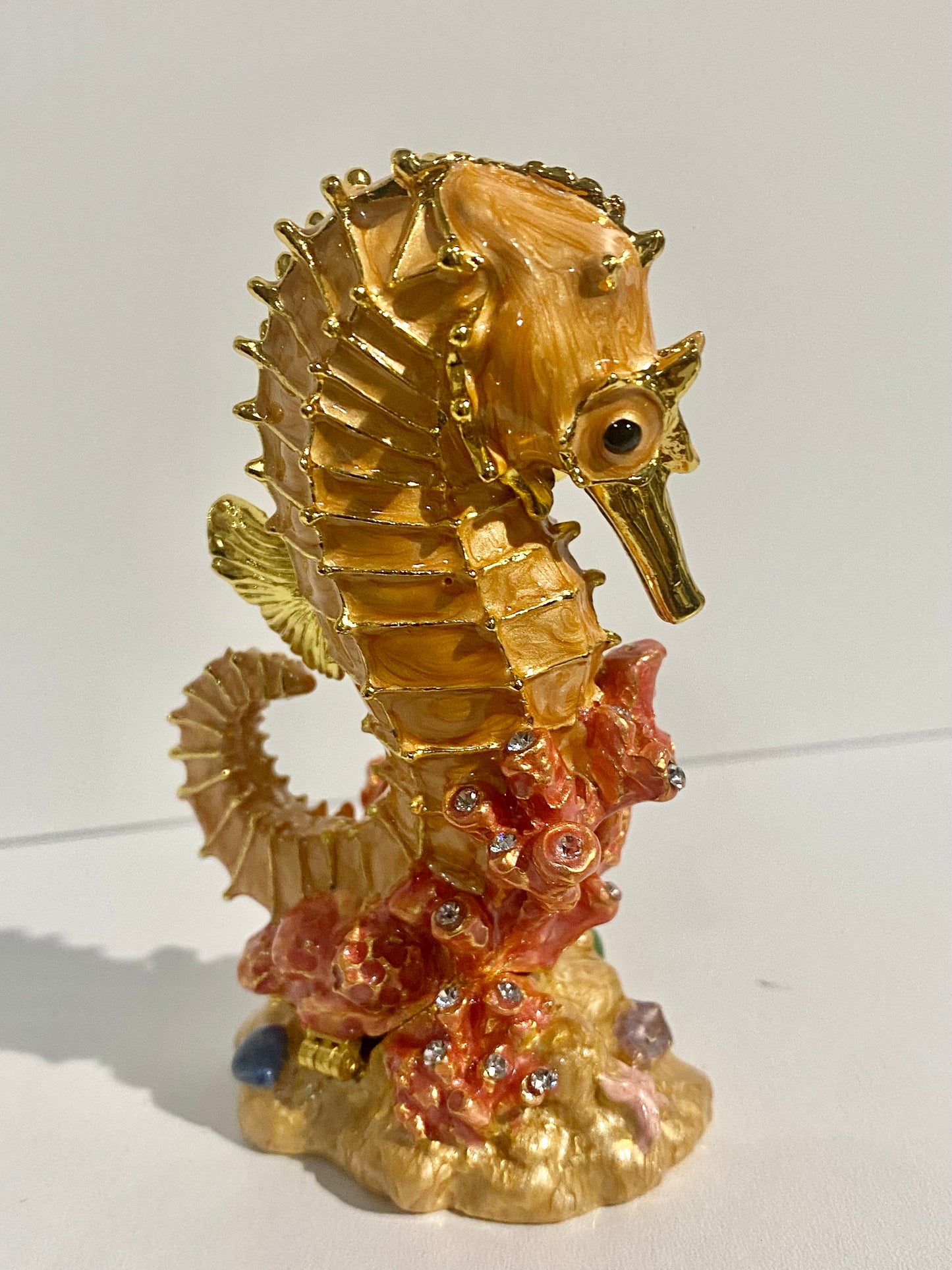 Orange Sea Horse Trinket Box