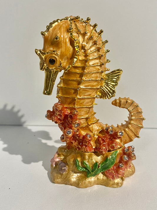 Orange Sea Horse Trinket Box