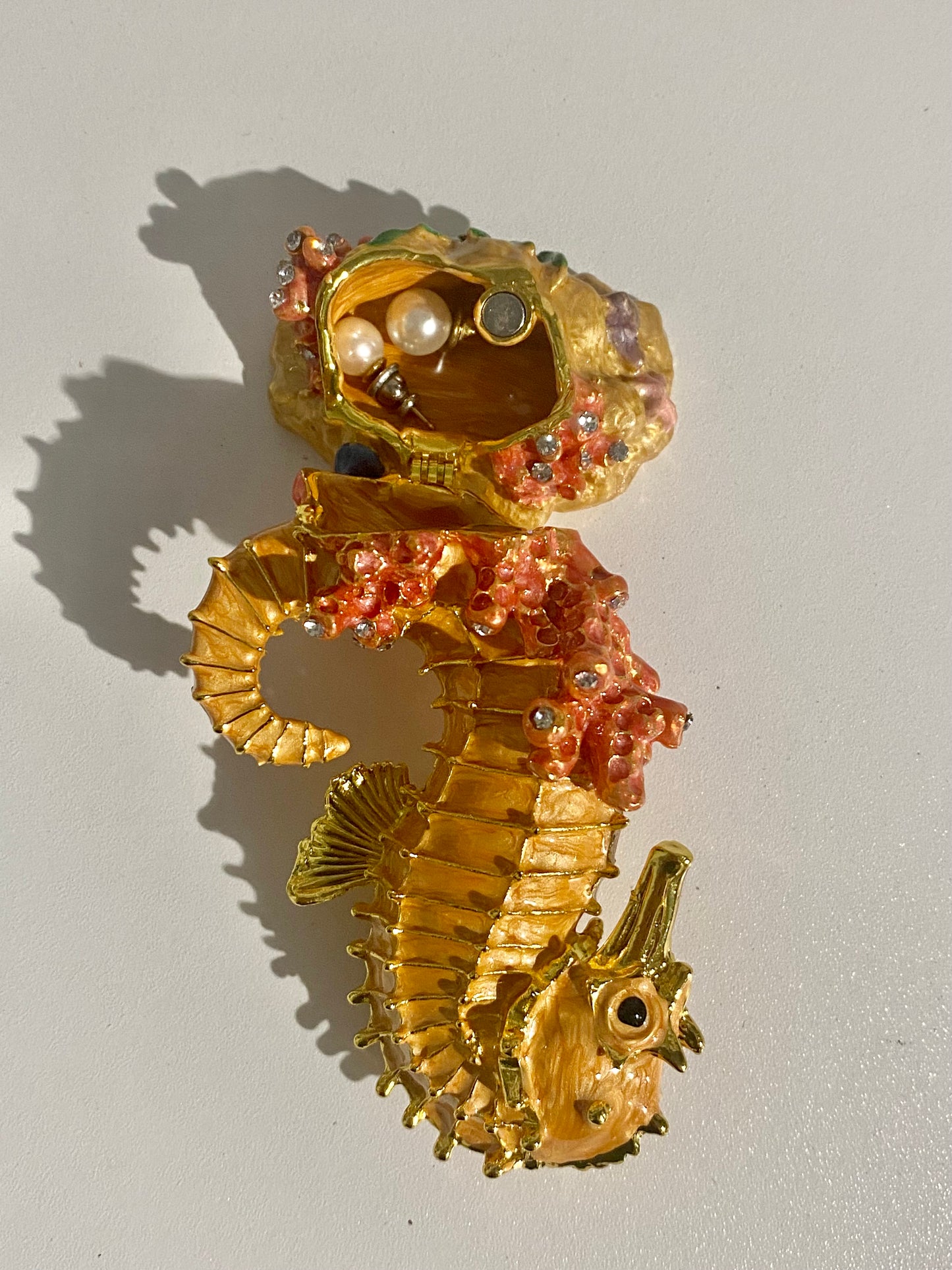 Orange Sea Horse Trinket Box