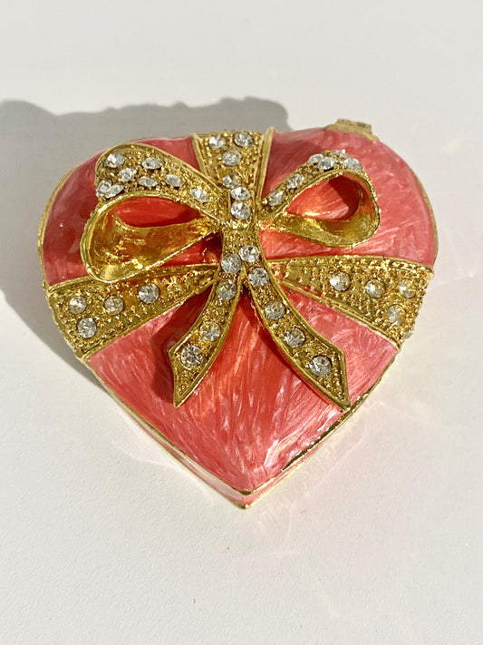 Pink Shaped Heart Trinket Box