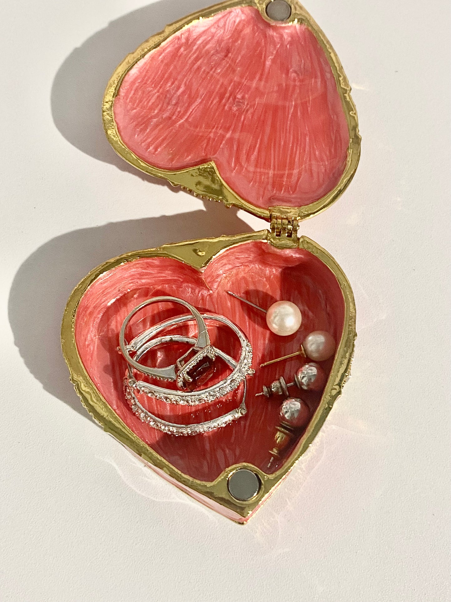 Pink Shaped Heart Trinket Box