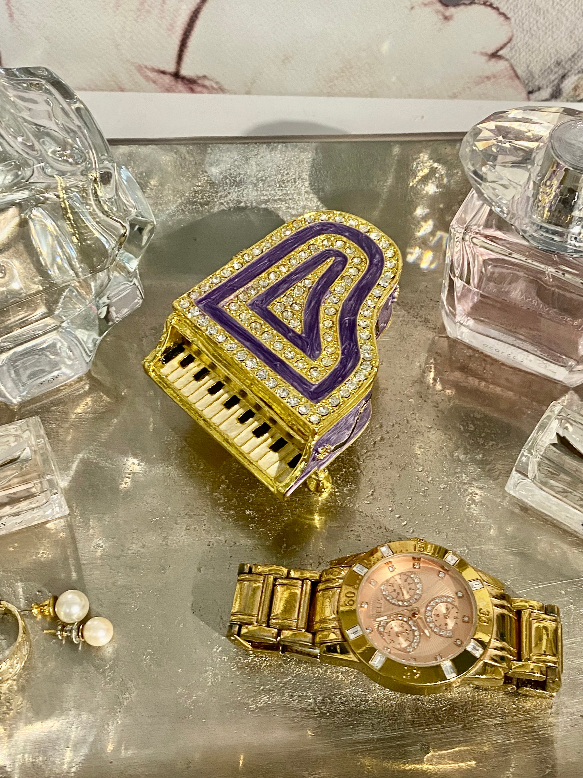 Gold and Purple Piano Trinket Box