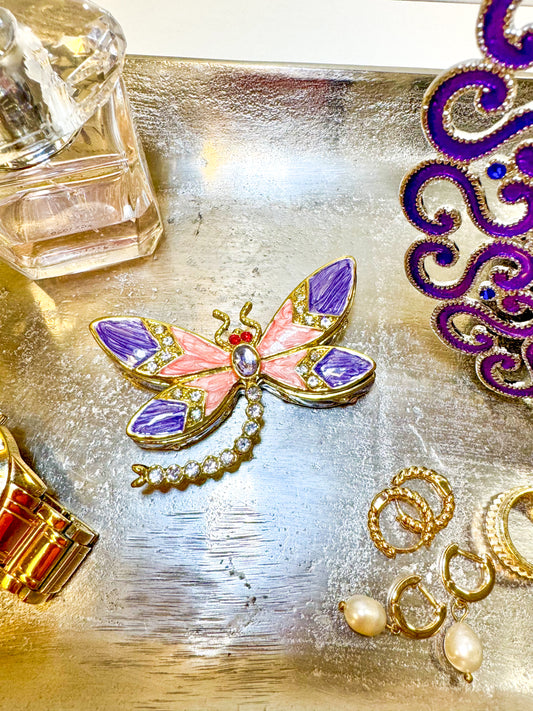 Purple and Pink Dragonfly Trinket Box