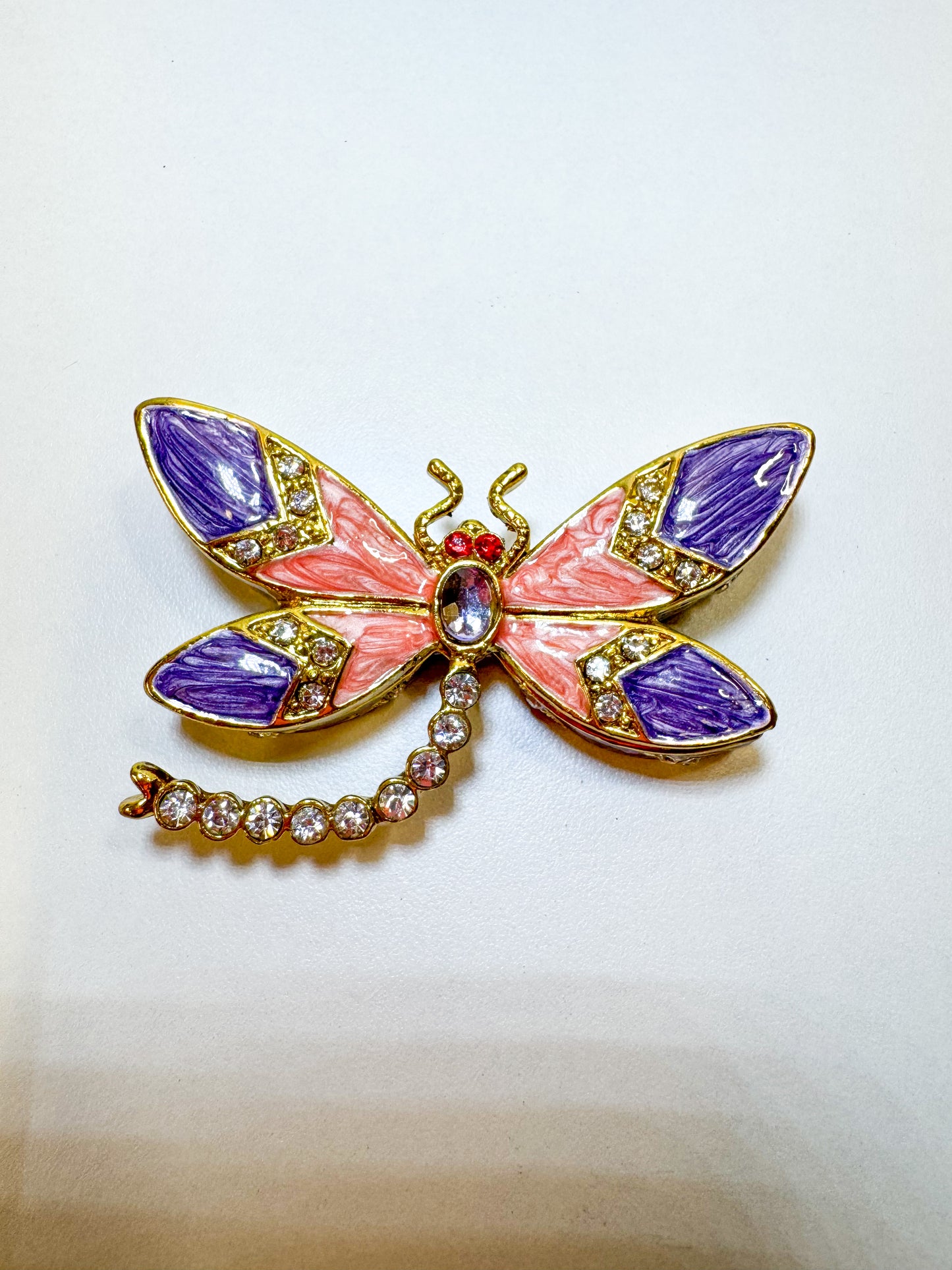 Purple and Pink Dragonfly Trinket Box