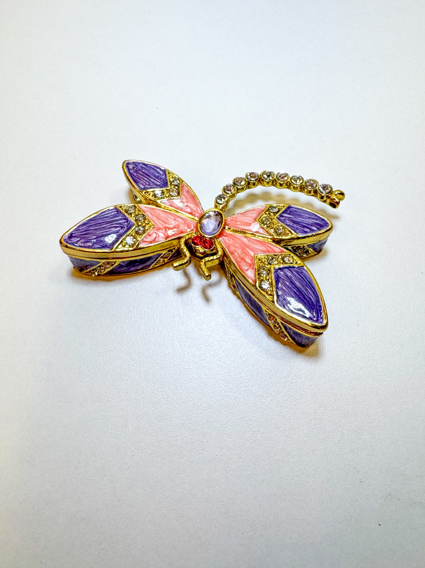 Purple and Pink Dragonfly Trinket Box