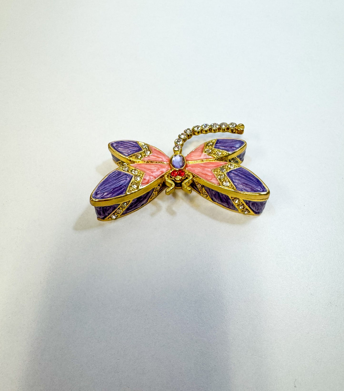 Purple and Pink Dragonfly Trinket Box
