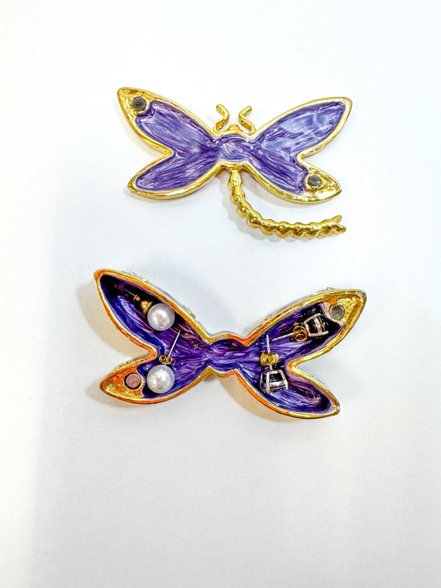 Purple and Pink Dragonfly Trinket Box