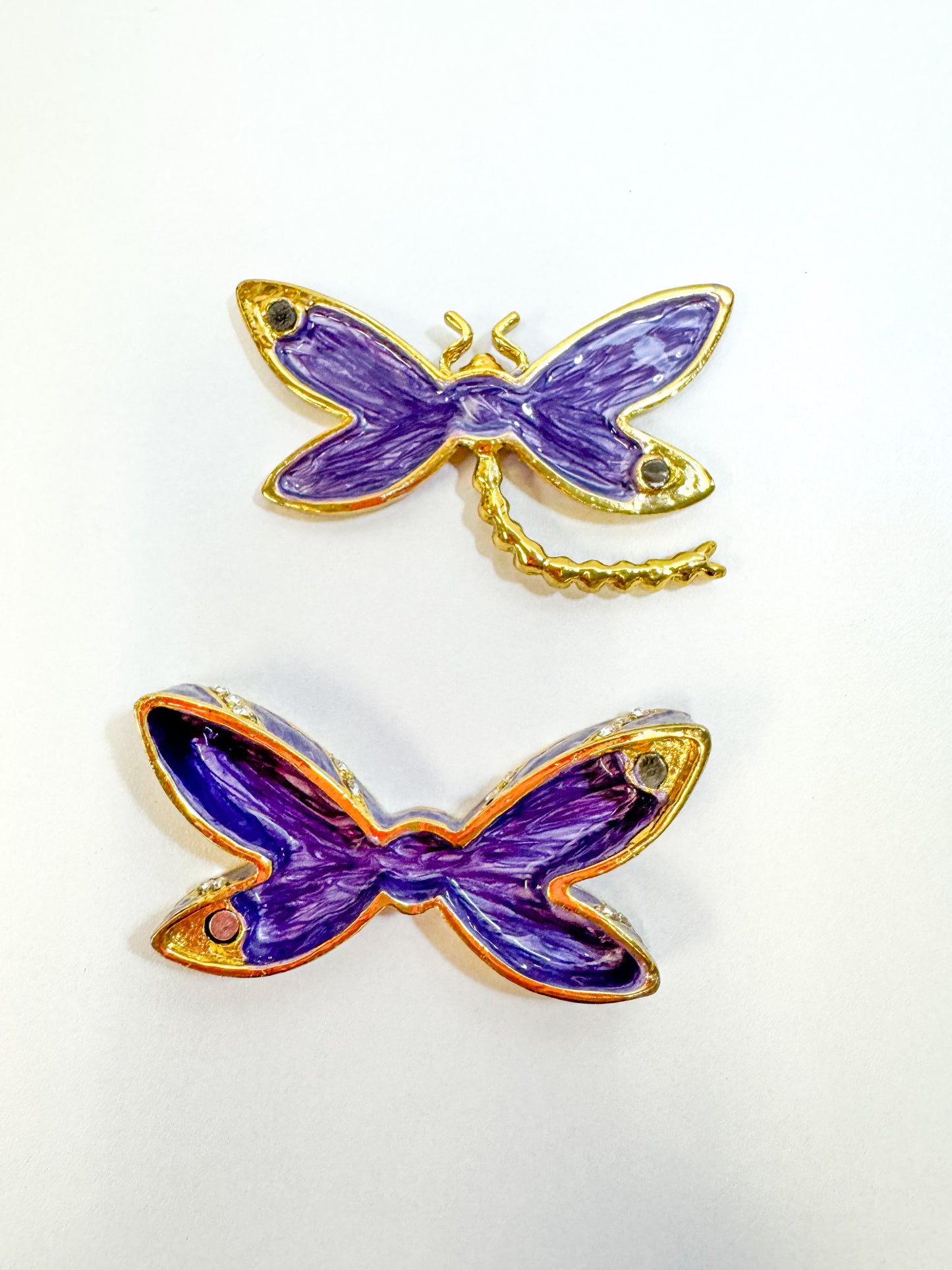 Purple and Pink Dragonfly Trinket Box