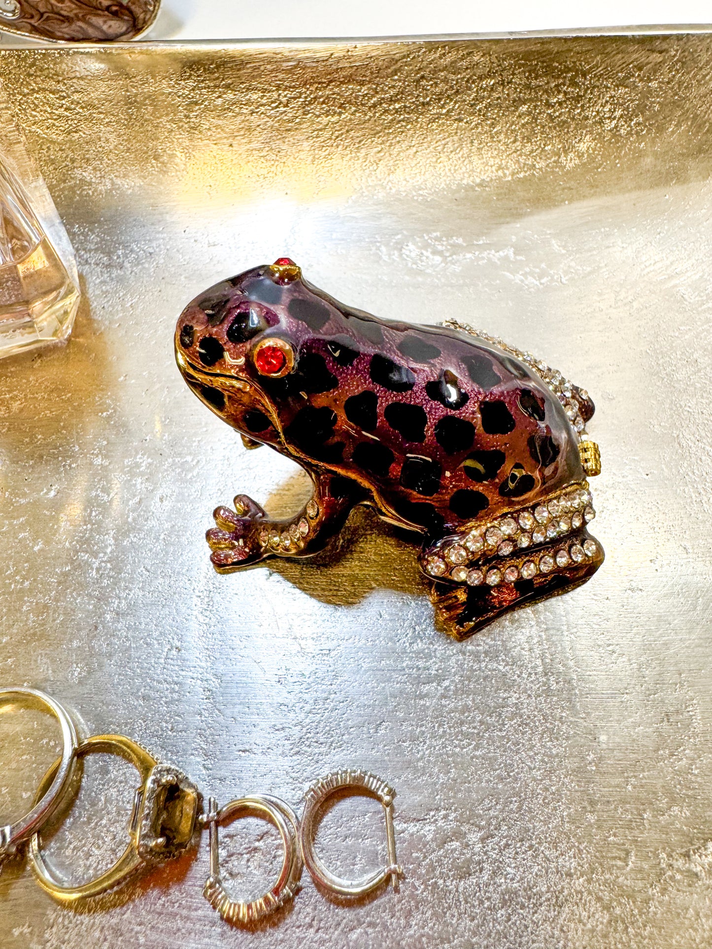 Purple and Black  Leopard Frog Trinket Box