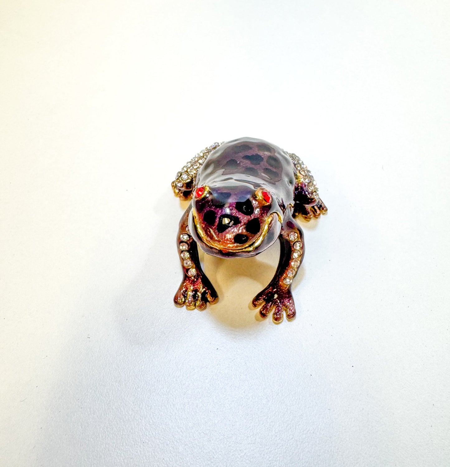 Purple and Black  Leopard Frog Trinket Box