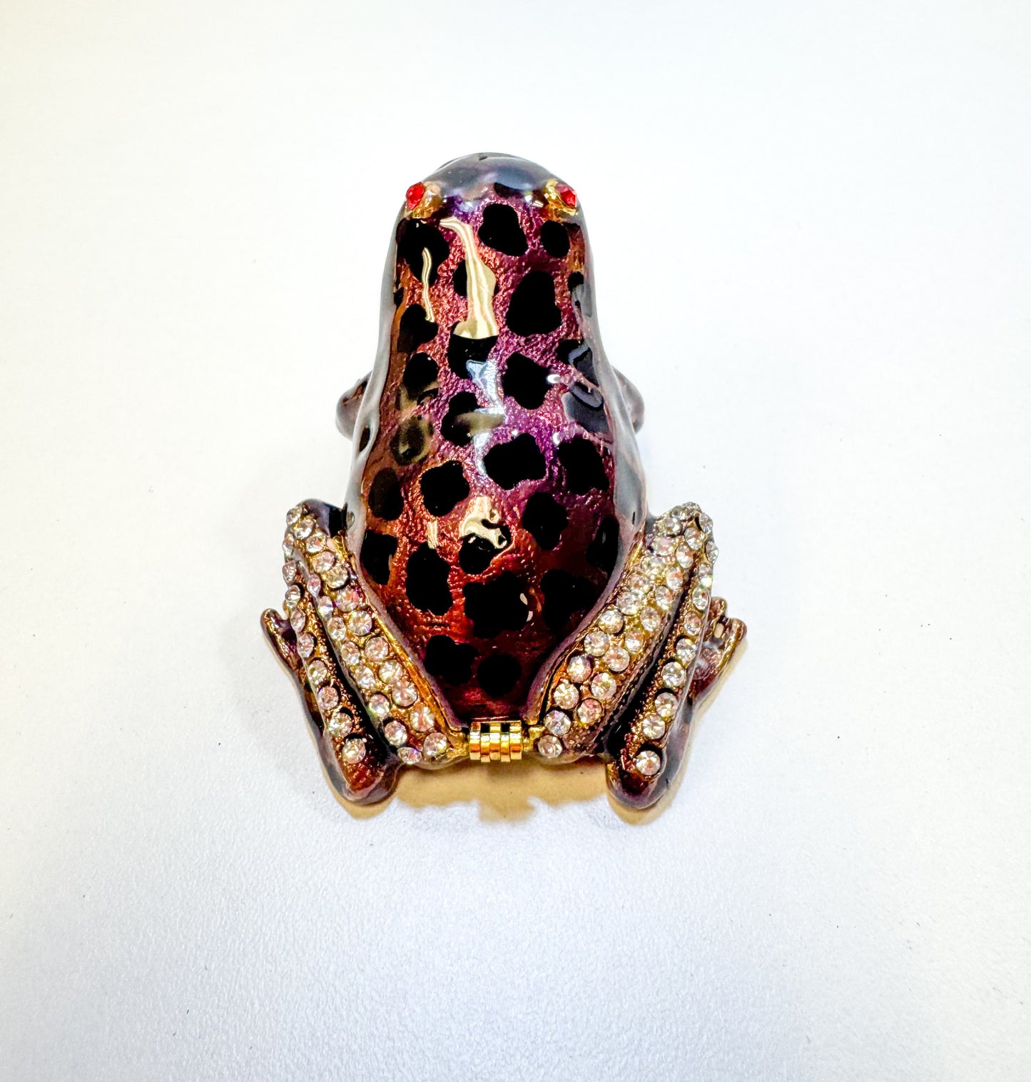 Purple and Black  Leopard Frog Trinket Box