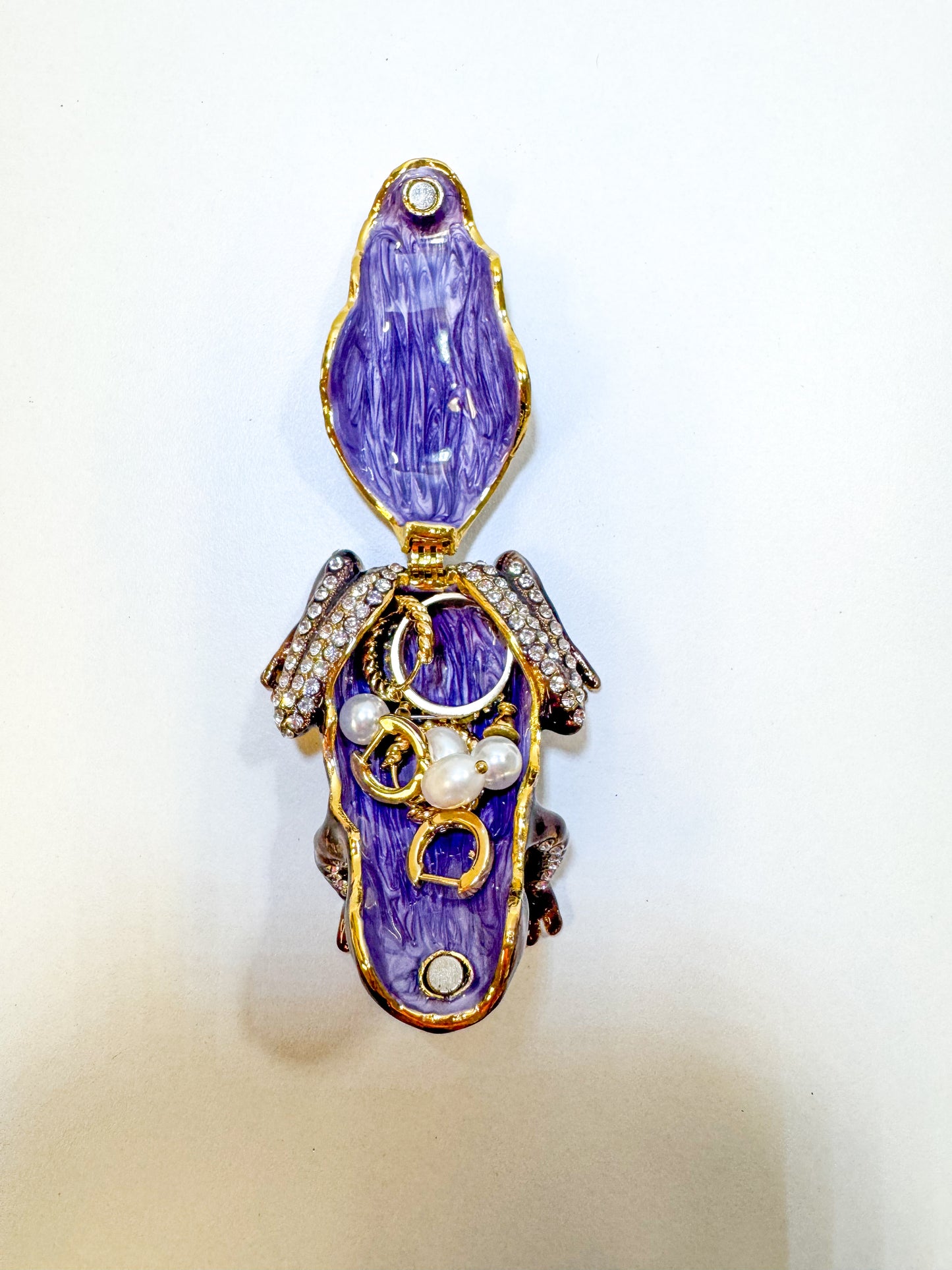 Purple and Black  Leopard Frog Trinket Box