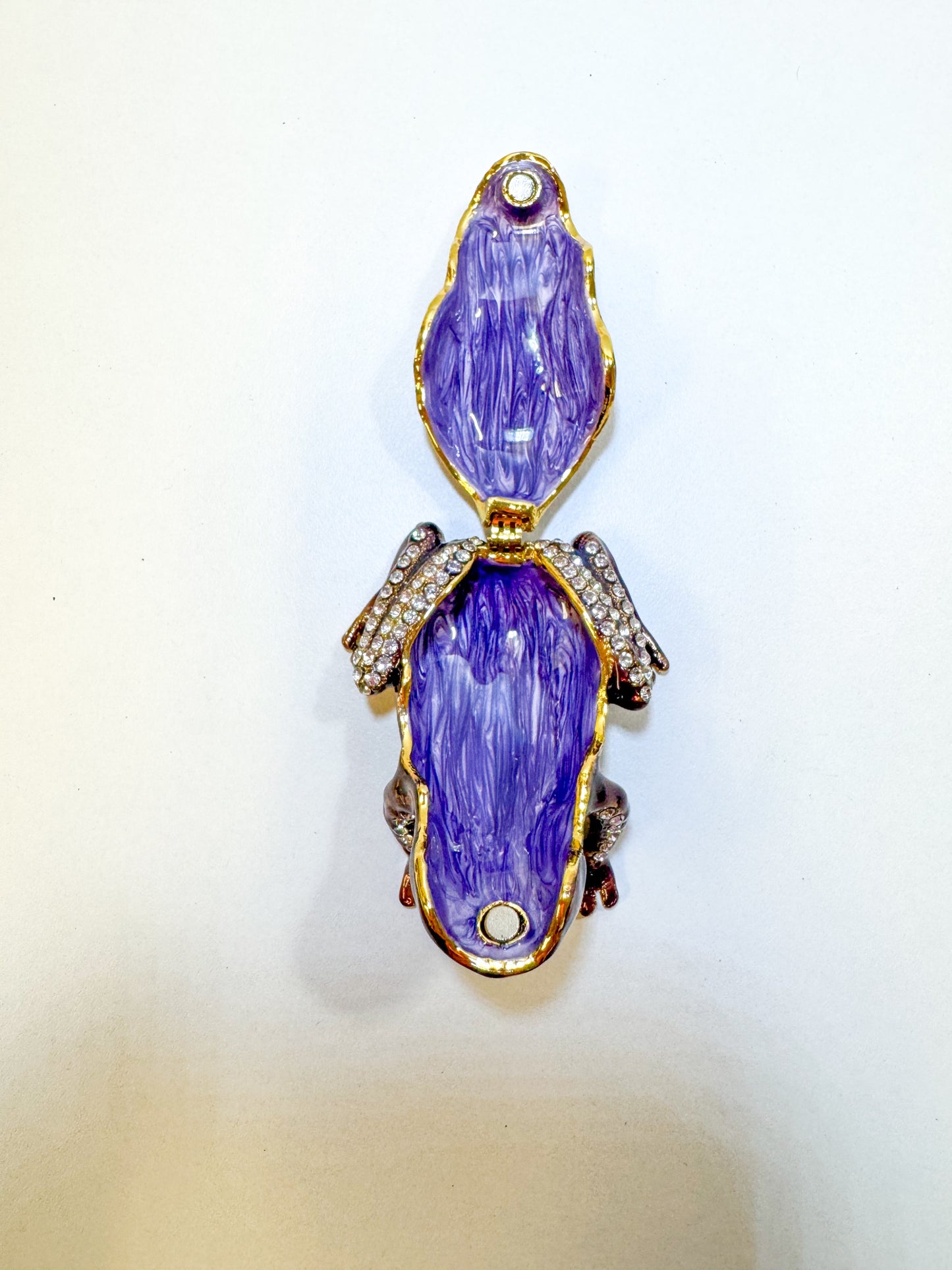 Purple and Black  Leopard Frog Trinket Box