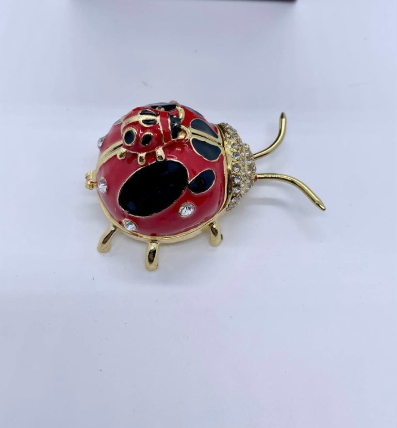 Lady Bug Trinket Box with Baby