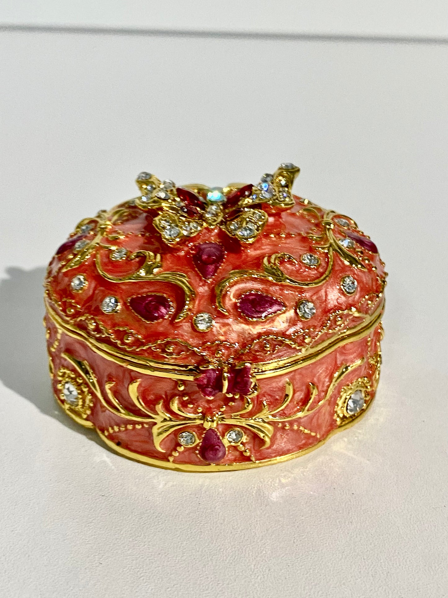 Gold and Red Butterfly Trinket Box