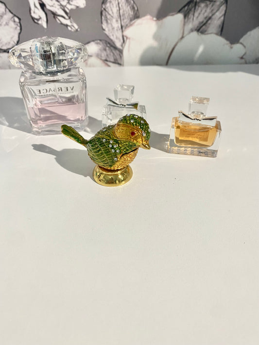 Green and Gold Robin Trinket Box