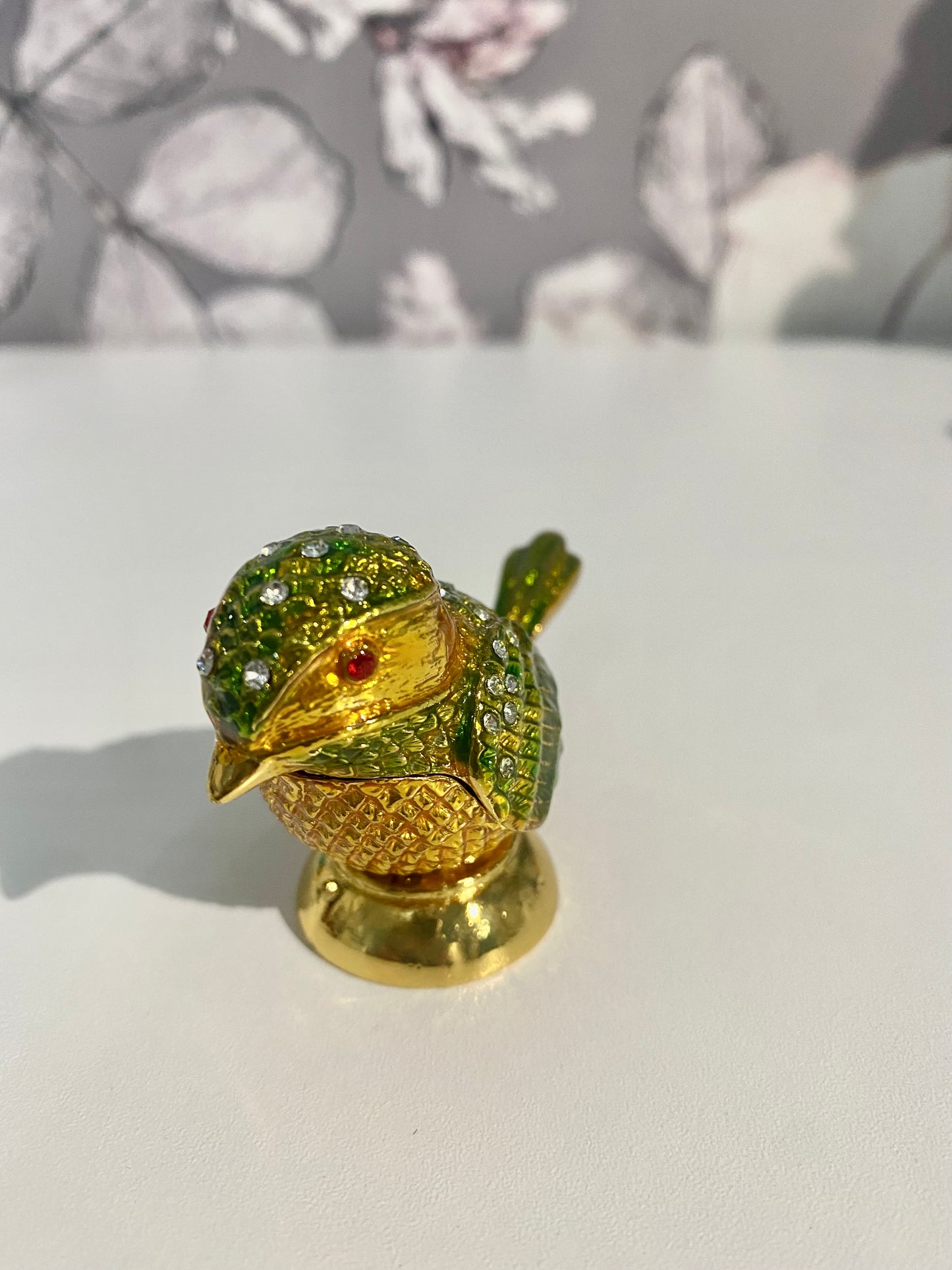 Green and Gold Robin Trinket Box