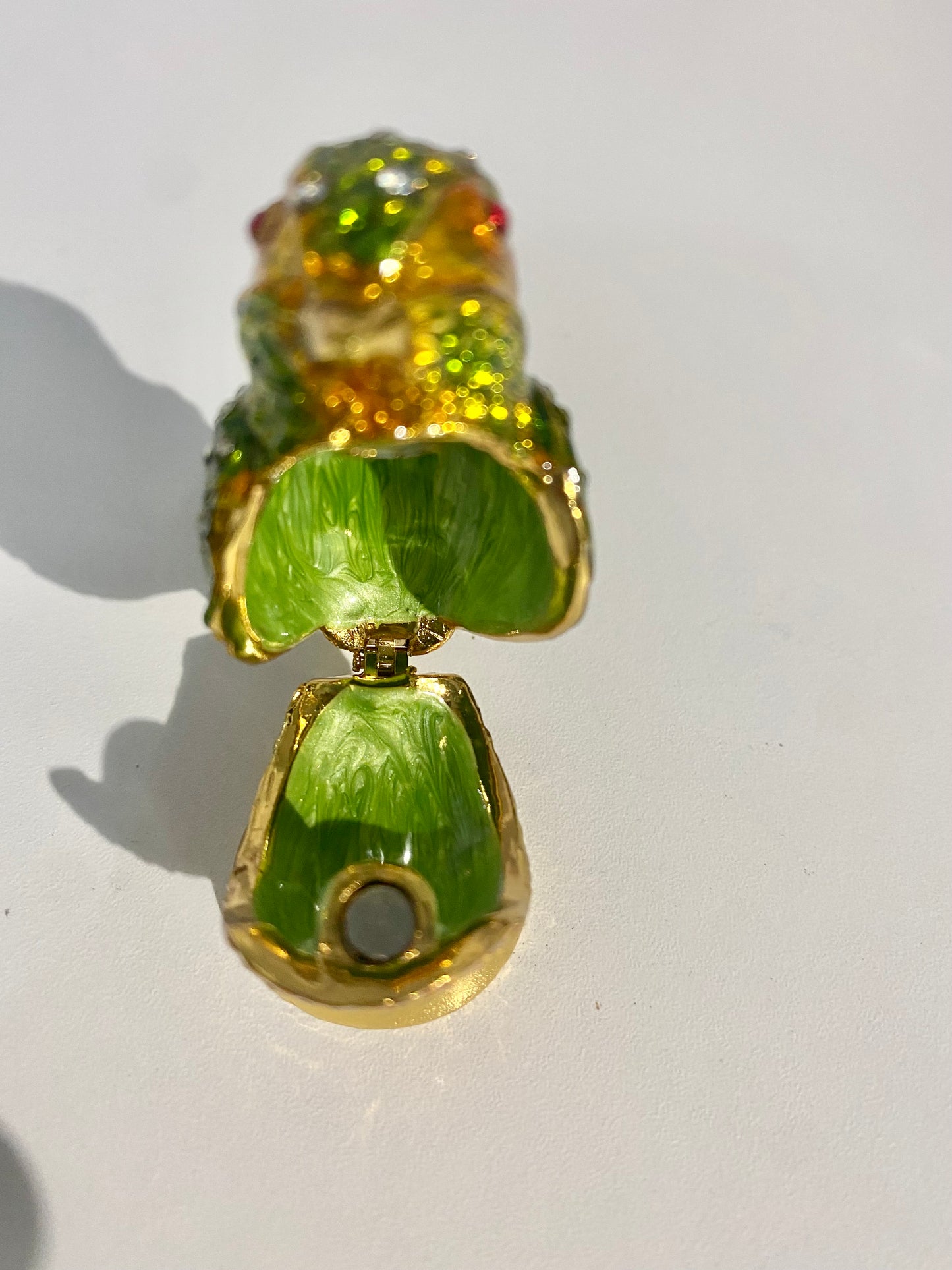 Green and Gold Robin Trinket Box