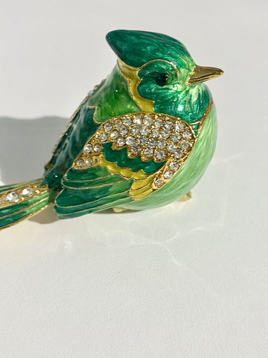 Green Robin Trinket Box