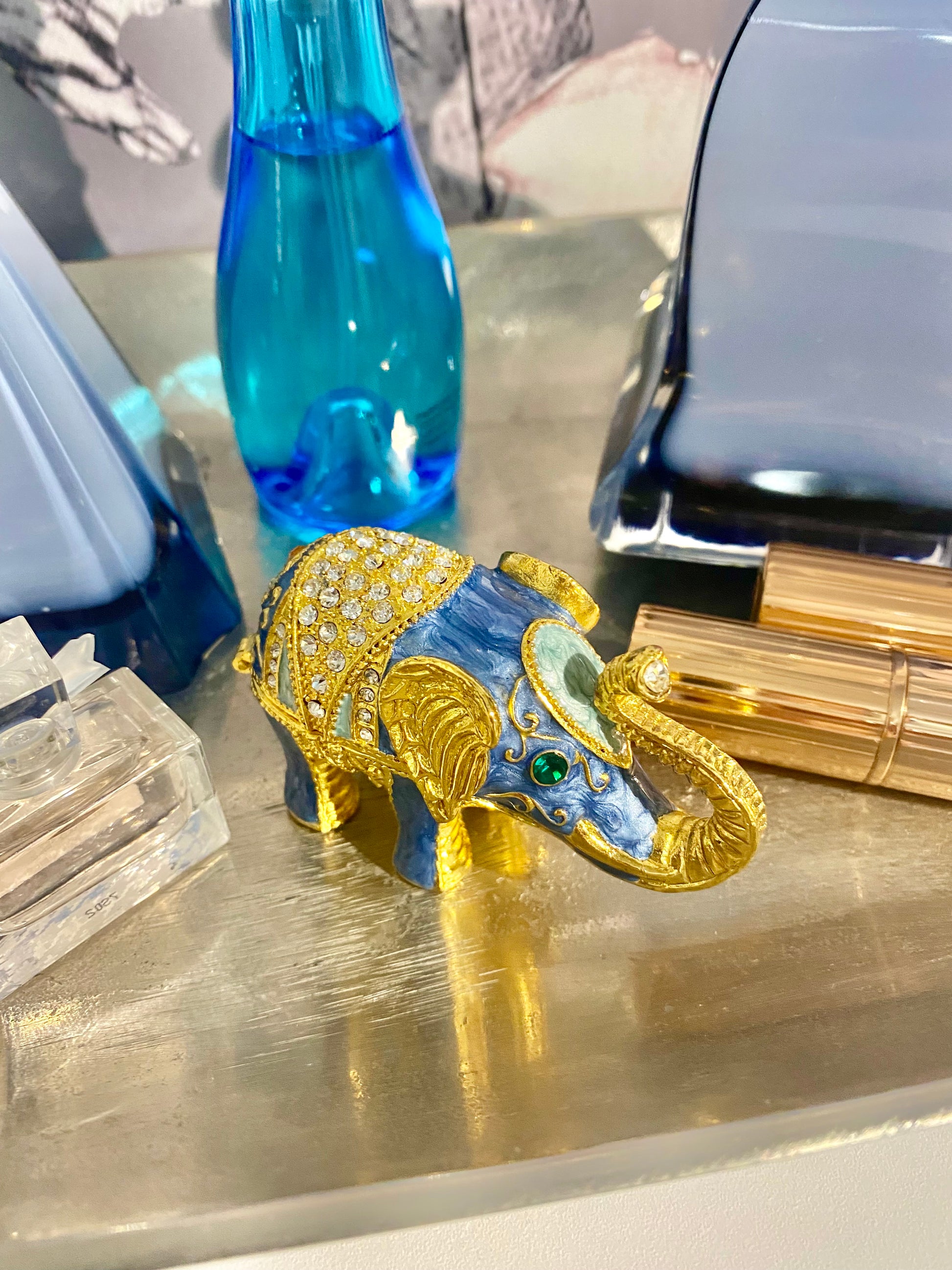 Blue Elephant Trinket Box
