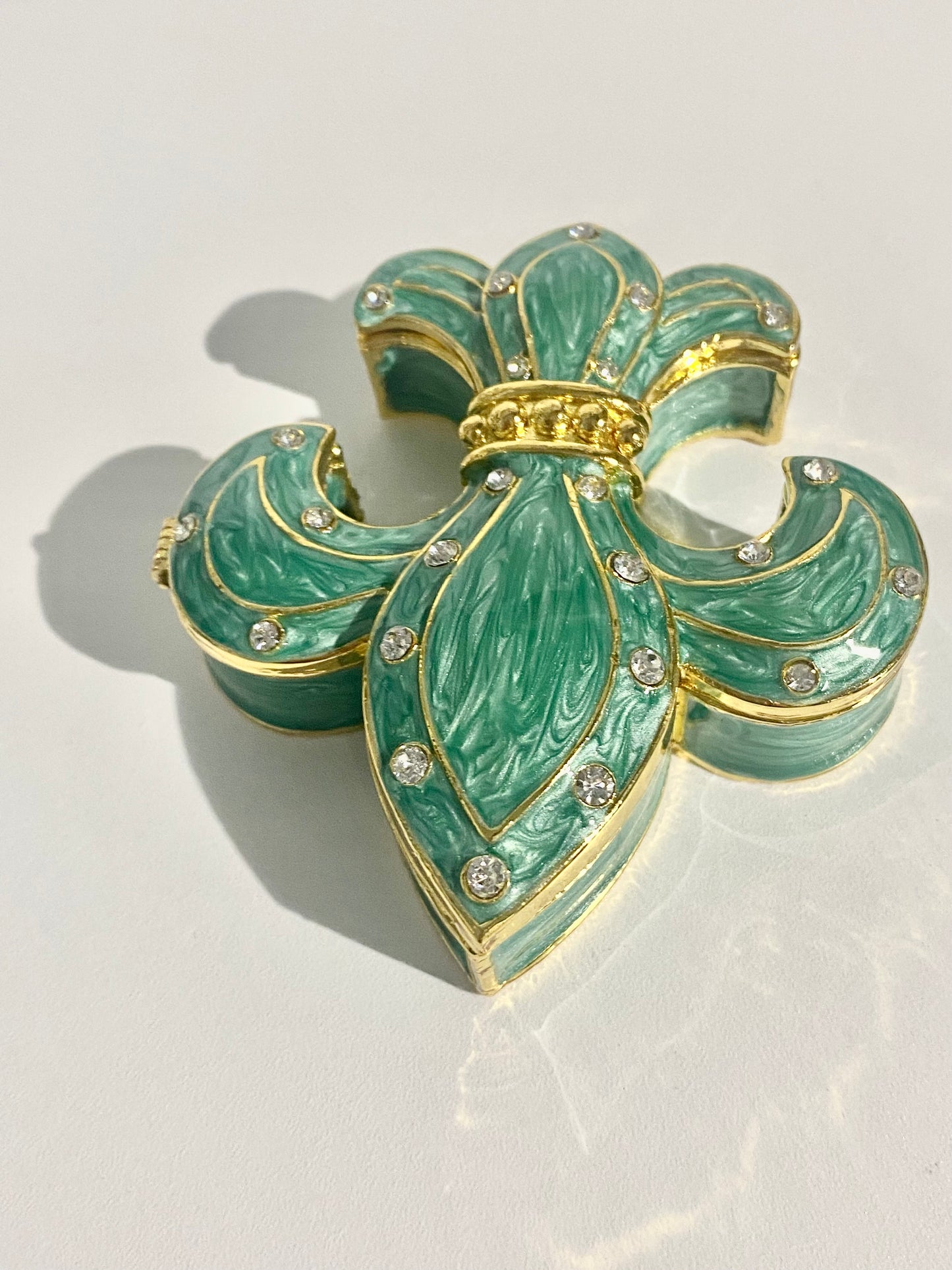 Flour De Lis Green Trinket Box