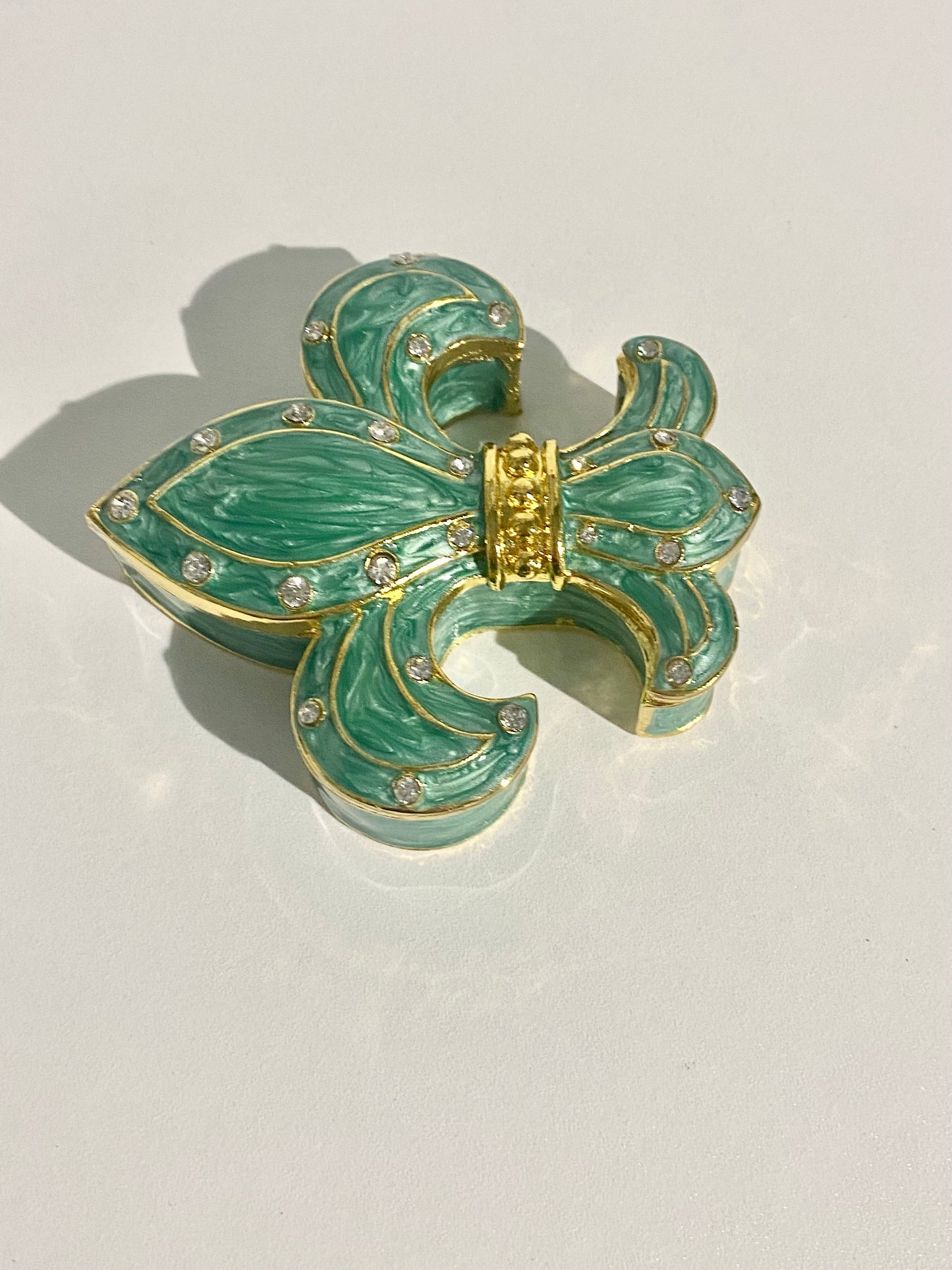 Flour De Lis Green Trinket Box