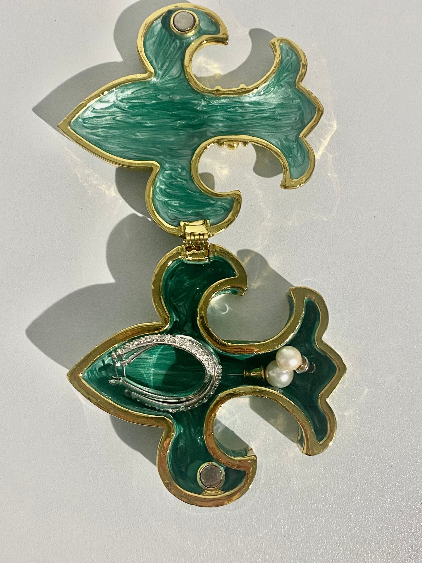 Flour De Lis Green Trinket Box