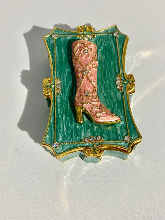 Vintage Cowboy Boots Trinket Box