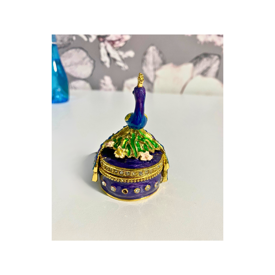 Purple Diamond Peacock Trinket Box