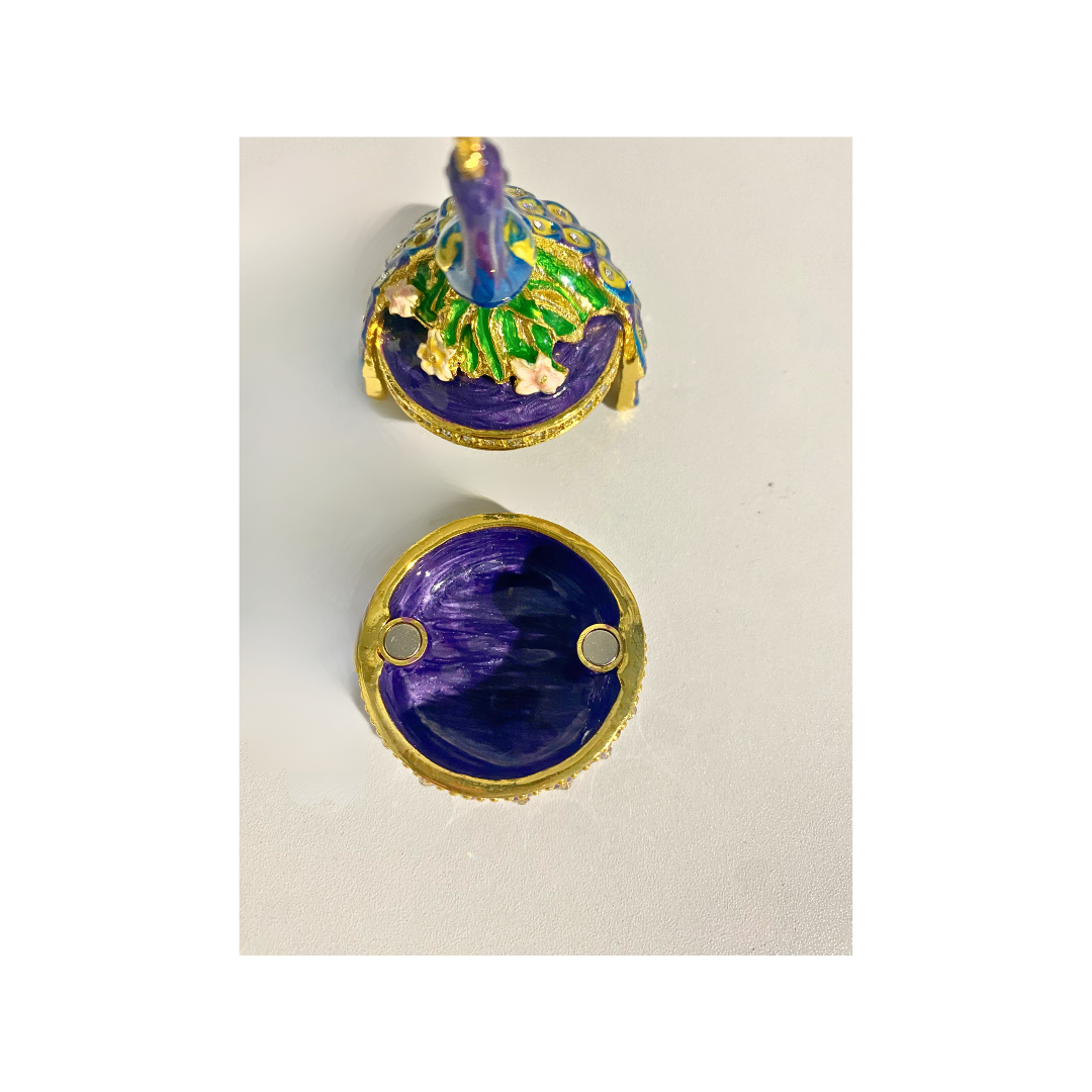 Purple Diamond Peacock Trinket Box