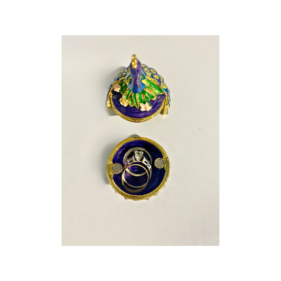 Purple Diamond Peacock Trinket Box
