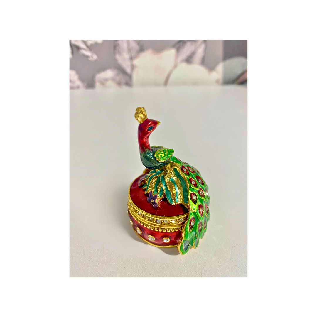 Colorful Peacock Trinket  Box