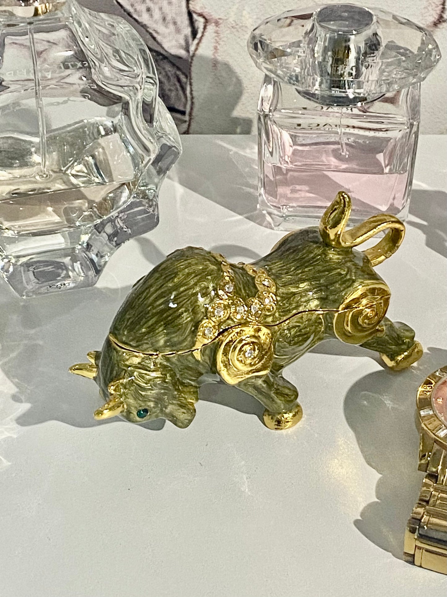 Golden Bull Trinket Box