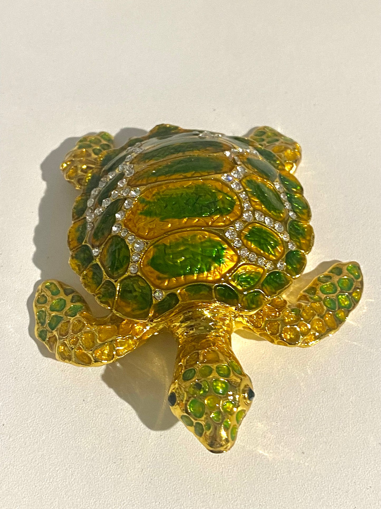 Golden and Emerald Sea Turtle Trinket Box