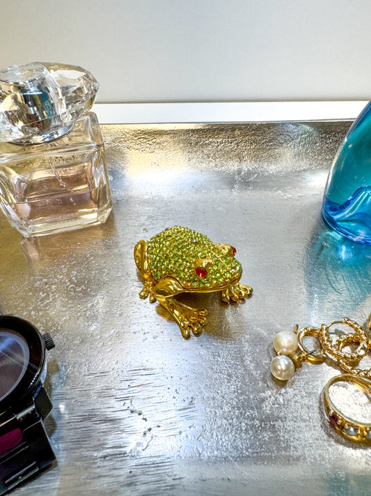 Emerald and Gold Frog Trinket Box