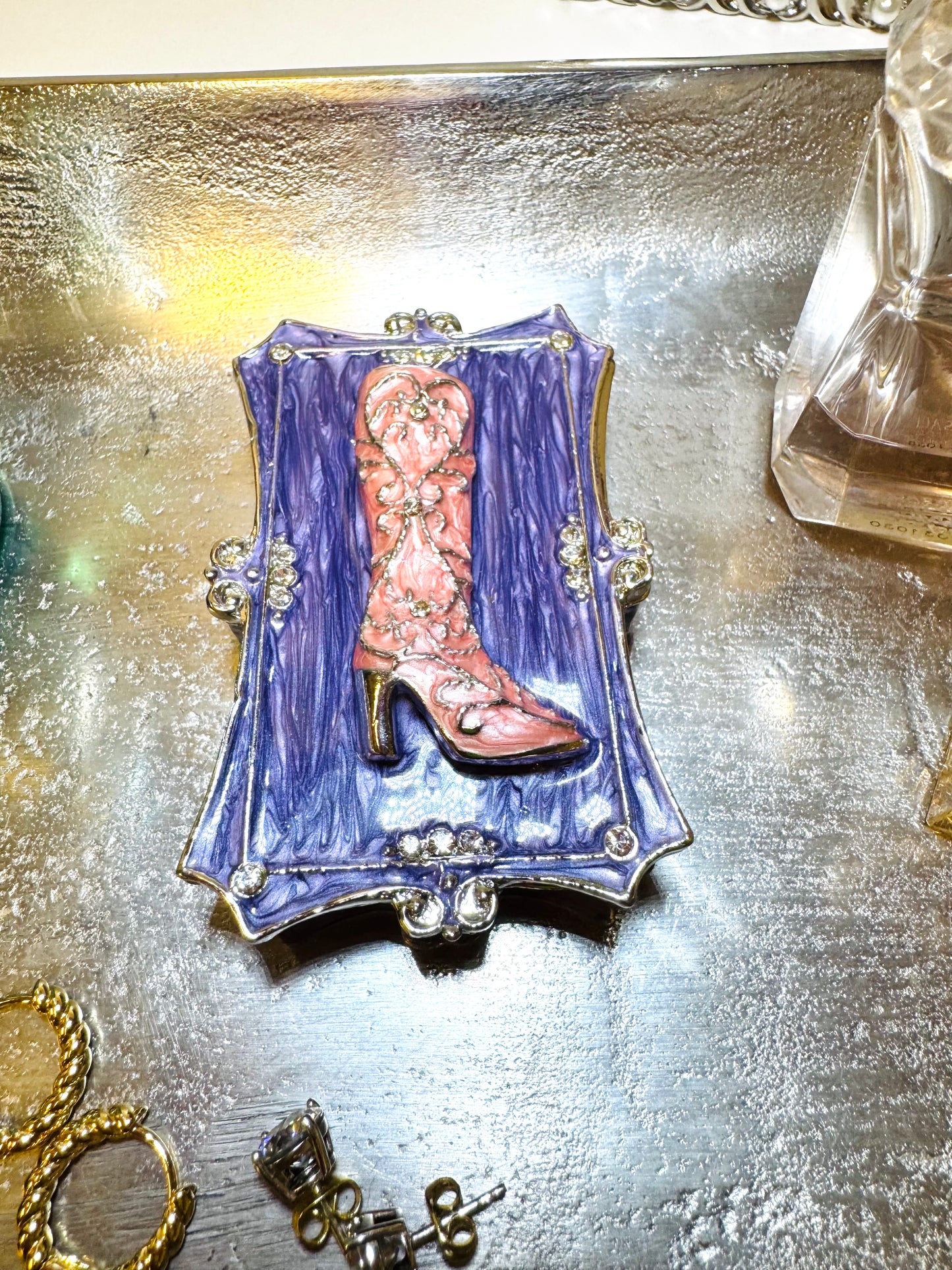 Vintage Pink Cowboy Boots Trinket Box