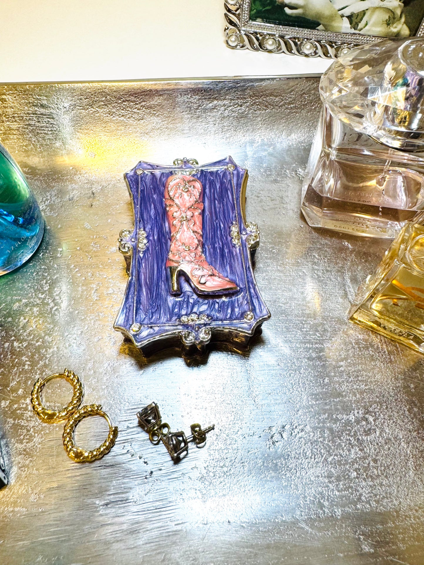 Vintage Pink Cowboy Boots Trinket Box